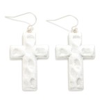 Wholesale hammered Metal Cross Drop Earrings L