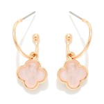 Wholesale metal Drop Hoop Earrings Pearlescent Clover Accent L