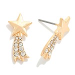 Wholesale metal Rhinestone Shooting Star Stud Earrings L