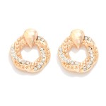 Wholesale twisted Metal Rhinestone Door Knocker Post Drop Earrings L
