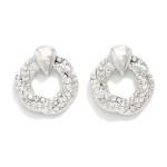Wholesale twisted Metal Rhinestone Door Knocker Post Drop Earrings L
