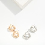 Wholesale twisted Metal Rhinestone Door Knocker Post Drop Earrings L