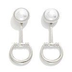 Wholesale pearl Metal Horsebit Post Drop Earrings L