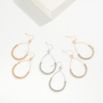 Wholesale metal Square Bead Beaded Teardrop Earrings L