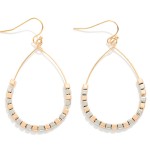Wholesale metal Square Bead Beaded Teardrop Earrings L
