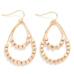 Wholesale metal Square Bead Beaded Nest Teardrop Drop Earrings L