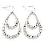 Wholesale metal Square Bead Beaded Nest Teardrop Drop Earrings L