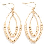 Wholesale metal Square Beaded Nesting Ovate Drop Earrings L