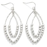 Wholesale metal Square Beaded Nesting Ovate Drop Earrings L