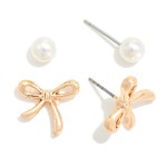 Wholesale set Pearl Metal Stud Earrings L