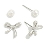 Wholesale set Pearl Metal Stud Earrings L