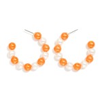 Wholesale metallic Beaded Game Day Hoop Earrings