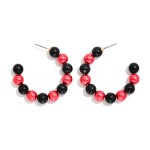 Wholesale metallic Beaded Game Day Hoop Earrings