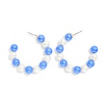Wholesale metallic Beaded Game Day Hoop Earrings