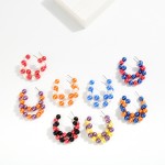 Wholesale metallic Beaded Game Day Hoop Earrings