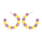 Wholesale metallic Beaded Game Day Hoop Earrings