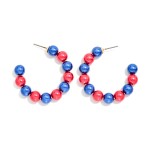 Wholesale metallic Beaded Game Day Hoop Earrings