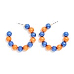 Wholesale metallic Beaded Game Day Hoop Earrings