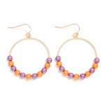 Wholesale metallic Game Day Beaded Hoop Drop Earrings L