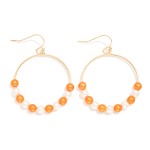 Wholesale metallic Game Day Beaded Hoop Drop Earrings L