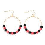 Wholesale metallic Game Day Beaded Hoop Drop Earrings L