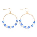 Wholesale metallic Game Day Beaded Hoop Drop Earrings L