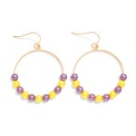 Wholesale metallic Game Day Beaded Hoop Drop Earrings L