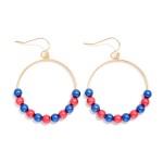 Wholesale metallic Game Day Beaded Hoop Drop Earrings L