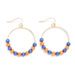 Wholesale metallic Game Day Beaded Hoop Drop Earrings L