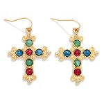 Wholesale metal Baroque Cross Stone Drop Earrings L