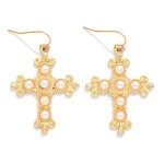 Wholesale metal Baroque Cross Stone Drop Earrings L