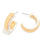 Wholesale layered Two Ribbed Rhinestone Studded Hoop Earrings D
