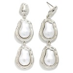 Wholesale linked Metal Baroque Pearl Post Drop Earrings L