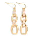 Wholesale pearl Studded Chain Link Drop Earrings L