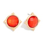 Wholesale faceted Acetate Metal Border Post Drop Earrings L