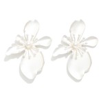 Wholesale matte Metal Abstract Flower Post Drop Earrings L