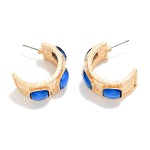 Wholesale chunky Hammered Metal Hoop Earrings Square Acetate Details D