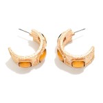 Wholesale chunky Hammered Metal Hoop Earrings Square Acetate Details D