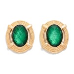 Wholesale faceted Acetate Oval Post Drop Earrings Twisted Metal Border D