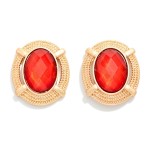 Wholesale faceted Acetate Oval Post Drop Earrings Twisted Metal Border D