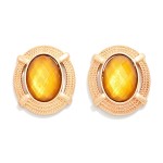 Wholesale faceted Acetate Oval Post Drop Earrings Twisted Metal Border D