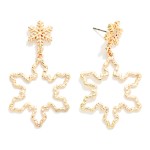 Wholesale linked Metal Snowflake Post Drop Earrings L