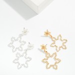 Wholesale linked Metal Snowflake Post Drop Earrings L