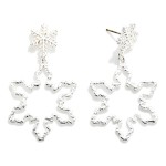 Wholesale linked Metal Snowflake Post Drop Earrings L