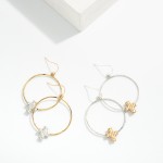 Wholesale distressed Metal Drop Hoop Earrings Hammered Metal Cross Detail L