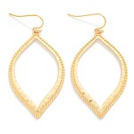 Wholesale textured Metal Tapered Leaf Drop Earrings L