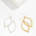Wholesale textured Metal Tapered Leaf Drop Earrings L