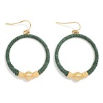 Wholesale leather Wrapped Hoop Metal Detail Drop Earrings L