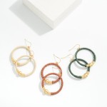 Wholesale leather Wrapped Hoop Metal Detail Drop Earrings L