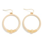 Wholesale leather Wrapped Hoop Metal Detail Drop Earrings L